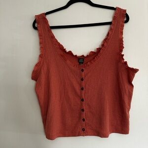 Wild Fable Women’s  XXL. Dusty Rose Waffle Knit Ruffle Hem Button Down Tank Top